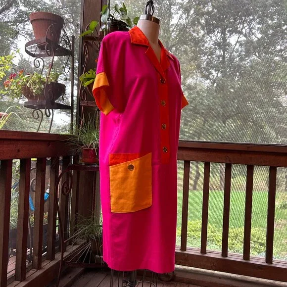 Vintage Tailored NR1 Color Block Shirtwaist Dress - Picture 8 of 15